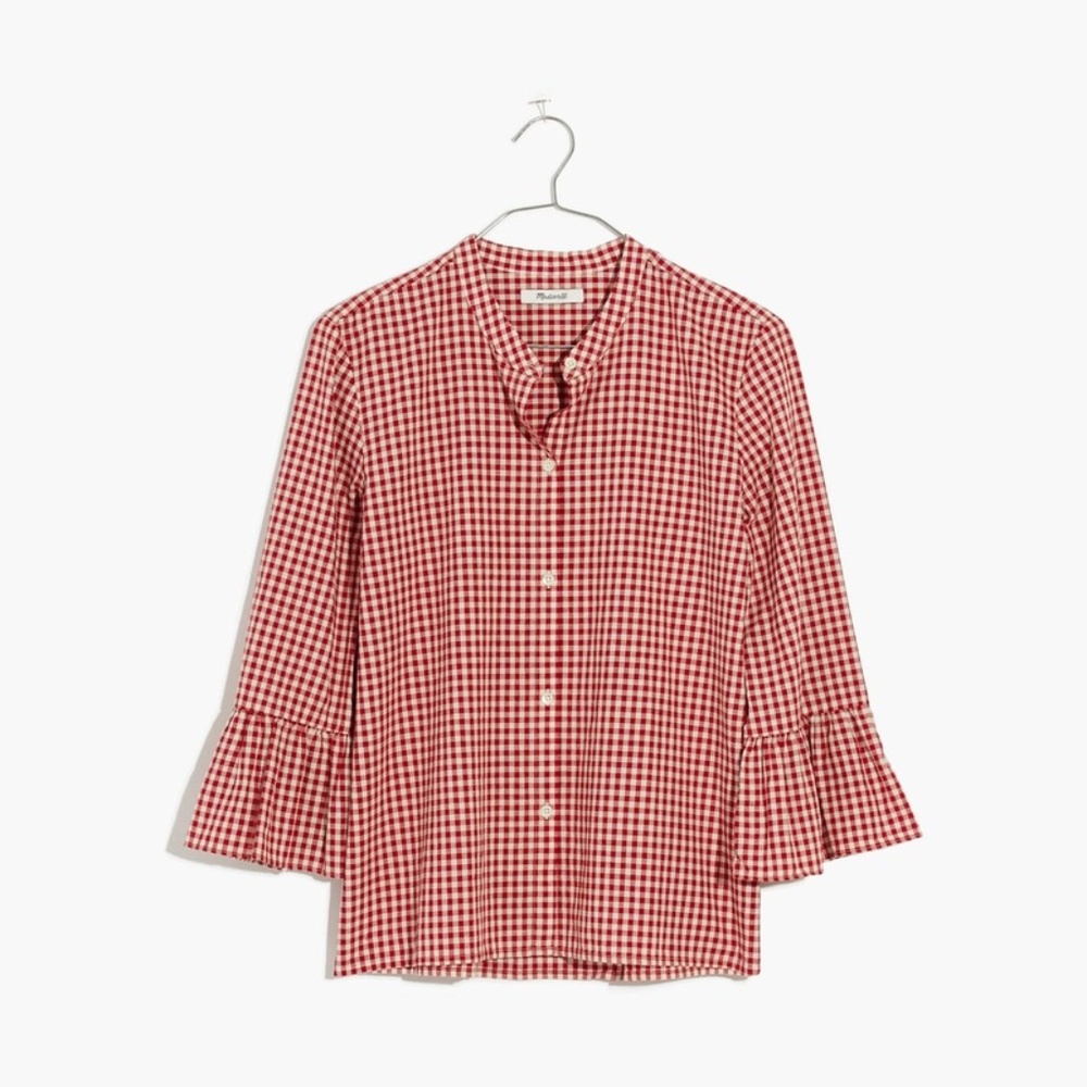 Madewell Gingham Bell Sleeve Shirt
